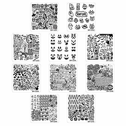 Bundle Monster 10pc Holiday Themed Nail Art Stamping Plates - Occasions Collection, Halloween + Thanksgiving