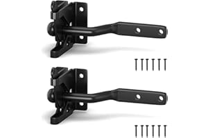 Torriegel Schwarz,Forreen 2 Stücke Gartentor Schloss Automatischer Gartentorverschluss Kohlenstoffstahl Schwerkrafthebel mit 12 Schrauben für Zäune, Gärten, Bauernhöfe