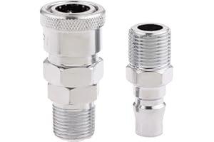 MGOODOO Air Line Hose Fittings 3/8" BSP Male Thread Quick Release Coupler Connector-Pack of 2