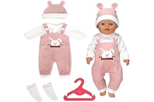 Leogony 5PCS Dolls Clothes 18 Inch Baby Doll, Baby Born Doll Outfits 35-45cm Birthday Set for Girls (Rabbit)