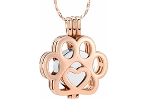 AIWENXI Pet Ashes Necklace Cremation Jewellery for Cat Dog Ashes Pendant Inside Mini Case Paw Print Urn Necklace for Women Men Keepsake Memorial Jewelry for Ashea Locket