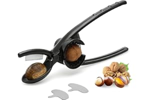 POXIAOER Nutcracker, Walnut Cracker with Chestnut Cutter Household Nutcracker for Nuts 2 in One Metal Nut Cracker Tool Plier Opener for Cracking Walnut Pecan Chestnut with 2 Macadamia Nut Slice Opener