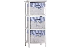 DEUBA Casaria Estantería de Madera 3 Cestas Mueble Auxiliar Estilo Rústico Organizador Mueble de Baño Cocina