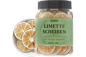 Premium torkade limeskivor 80 g, 100% naturliga torkade limefrukter citronskivor för tårtdekoration och cocktailgarnering, in