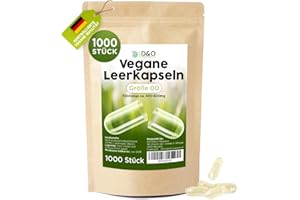 ‎D&O NATURE PRODUCTS D&O Nature Products Leerkapseln 00 Vegan, 1000 Leere Kapseln zum Befüllen Vegetarisch, HPMC Kapselhülle leer, Empty capsules, Vegane Leerkapseln zum Befüllen mit Kapselfüller oder per Hand