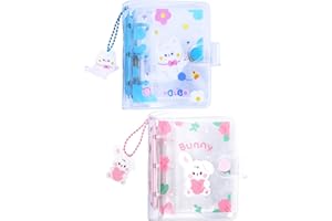 SZHTSWU 2 Pcs 3 Inch Mini Photo Album,20 Sheets 40 Pockets Photo Album in Loose Leaf Refillable 3 Rings Photocard Binder Kpop Photocard Holder Book with Pendant for Picture Cards Storage (Blue Pink)