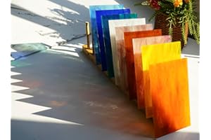 Lanyani Semi-Translucent Stained Glass Sheets Pack, Variety Mixed Color Cathedral Glass for Mosaic Glass Work, 10 Sheets