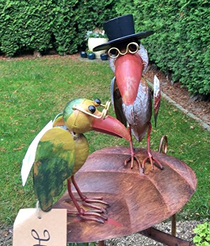 WINDSPIEL WIPPE ° GARTENSTECKER ° RABE MIT HUT ° VOGEL° METALL° BUNT ° H 135cm - 8