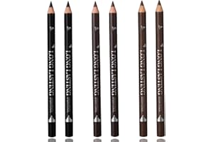 RUBYTINT 6Pcs Eyebrow & Eyeliner Pencil Set -Pack Waterproof & Smudge-Proof Brow Pen – Long-Lasting Makeup for Precise Definition – Includes Black, Brown Coffee