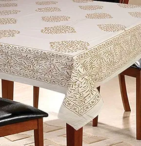 Urbano Homz 6 Seater Paisley Beige Dining Table Cover 100% Cotton, 145 Cm X 220 Cm