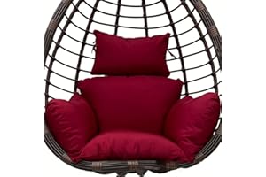 ‎TIELAG Hängesessel Kissen Outdoor, Wasserdicht Polster Hängekorb, Auflage für Polyrattan/Rattan Hängeschaukel, Schaukel Korb, Nur Schaukelkissen, Weinrot