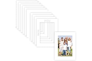 Chingcoo Paspartú de 12 unidades, tamaño exterior, 21 x 29,6 cm, paspartú de 1 mm de grosor, para imágenes en formato 13 x 18 cm, paspartú de cartón para presentación y protección de tus imágenes y