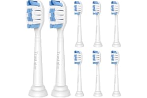 Trustnice Brossette de Rechange pour Philips Sonicare, Têtes de Brosse à Dents Electrique pour HealthyWhite, EasyClean, Gum Health, FlexCare, Diamond,8 Pcs Noir/Blanc (Blanc)