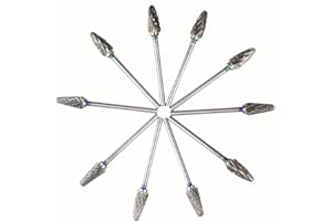 Airgoesin 10pcs Tungsten Carbide Cutter Drill Polisher, Polishing Grinding Burr for Ceramic Acrylic or Metal, Polishing Tool Accessories, Shank 3/32" (2.35 mm) Diameter, Fits Dremel