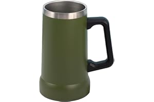 FOGARI Boccale di birra isolato con manico, 710 ml, in acciaio inox, grande tazza termica in metallo, per l'Oktoberfest (verde)