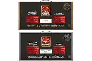 FAMILYCOM Navidul Pack Maletín de Jamón de Cebo Ibérico (50% raza ibérica) 10x70g 700 gr y Maletín de Paleta de Cebo Ibérica (50% raza ibérica) freshpack envasado al vacío - 10x70g, Total 700gr