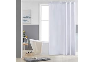 Furlinic Cortina Ducha Tela Impermeable Antimoho Blanco Pequeña Cortinas Baño Poliéster Lavable con 8 Anillas para Bañera Cuarto de Baño 120x180cm