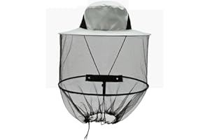 MaoNativey Mosquitero Sombrero de Pesca, Sombrero de Cabeza de Apicultor Gorra de Mosquitero con Malla Sombrero Apicultura Capucha Mosca Máscara Gorro para Pesca Cámping Jardinería Senderismo(Gris)