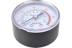 JAVOUKA Air Pressure Gauge, Center Back Mount, 1/4" Male ZG Connection Size, 0-12 BAR,0-180 PSI