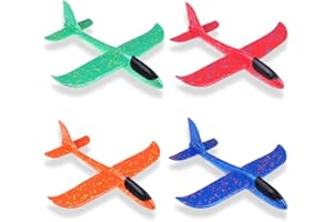 Ceqiny 4 Pack Airplane Toys - Foam Glider Plane, Large Airplane Model, Manual Throwing Aeroplane, Flying Gliders for Kids Fun, Outdoor Sport Game, Birthday Gifts