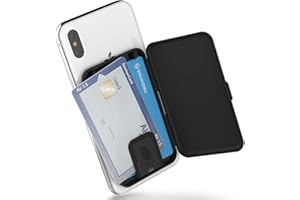 SINJIMORU Porte-Carte Téléphone, Étui Cartes Autocollant, Portefeuille Femme/Homme, Porte-Monnaie Casier pour iPhones, Androids, Téléphones Portables, Sinjimoru Card Zip, Noir