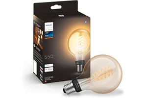 Philips Hue White Filament, Lampadina a filamento connessa, Luce Bianca Calda, dimmerabile, attacco E27, 9W, 1 pezzo