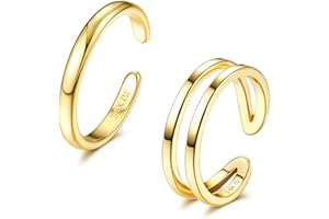 Morfetto 14K Gold Filled Toe Rings for Women Simple Open Band Toe Ring Adjustable Toe Rings