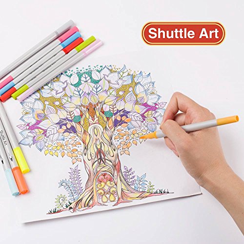 Schuttle Art Pinselstifte 56 Art von Farben Brush Pen Set Filzstifte mit zwei Spitzen Pinselspitze mit Fineliner 0.4mm Kunst Stifte Set für erwachsene Malbuch - 7