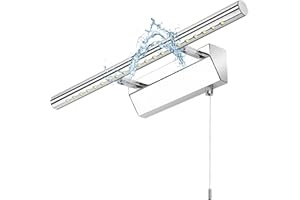 Lightsjoy 40CM Bathroom Mirror Light with Pull Cord Switch LED Bath Wall Light Mirror Lamps 5W 6500K Cool White Picture Lights for Wall IP44 Shaving Light Above Bathroom for Vanity Hotel