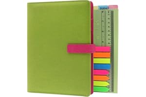 TSY Refillable Diaries Journals & Notebooks, A5 Executive Personal Organiser Ruled Notebook for Men Women, Leather Padded Loose Leaf Notebook with Pen Loop and Magnetic Clip (Green, A5)