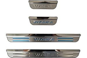 CWWHY 4 Pezzi Soglia Porta Battitacco per Suzuki Vitara 2015-2021, Acciaio Inossidabile Esterno Batticalcagno Prevenire L'Usura Previene Graffi Protezione Accessori Decorativi