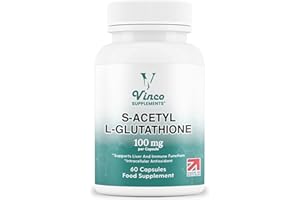 VINCO SUPPLEMENTS Vinco S-Acetyl L-Glutathione Supplement, 60 L-Glutathione Capsules, Antioxidant Supplement, Support Immune System & Neuron Health- 100mg per Serving, Protects Liver Function - Non-GMO & Gluten Free