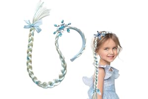 CATOR Cerchietti per capelli da principessa, Fascia per Capelli a Corona, Parrucche lunghe intrecciate da principessa, Parrucca Bionda Lunghe Trecce Capelli, per Festa di Compleanno Costume Cosplay