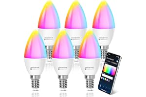 Aigostar Lampadina Alexa E14 SL2 WiFi Lampadine Smart LED 6.5W 555LM, Lampadina Intelligente RGBCCT Dimmerabile, 2700K-6500K, Sincronizza con la musica, compatibile con Alexa/Google Home, 6 Unità