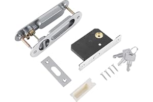 Nikou Serratura Chiave Porta Scorrevole, Argento Maniglia con Serratura per Porta Scorrevole Antifurto con Chiavi Ferramenta per Mobili in Legno (Argento)