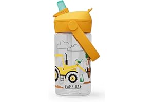 CamelBak Thrive Flip Straw Kids 400 ml butelka na wodę z tritanu Renew – łatwa do przenoszenia – słomkowy wierzch, traktory i drzewa