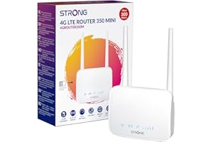 STRONG N300 Mbps WiFi 4G Router, 4G Cat4 LTE Network with SIM Card Slot, Detachable Antennas, 1×100 Mbps LAN Port, Secure Mobile WiFi Router, Plug & Play, USB 3.0 (4GROUTER350M)