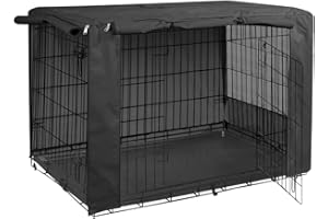 HiCaptain Hundekaefig Abdeckung 420D langlebig und wasserdichte Hundebox Abdeckung Hunde-Zubehör für den Innen- und Außench-Schwarz L