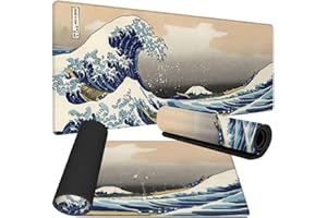 Tech Stor3 Tappetino mouse XXL Japanese Art La Grande Onda di Kanagawa Gaming Mouse pad, 90 x 40 cm,con base antiscivolo in gomma,aderente e liscio,adatta ad ogni mouse, tastiera e laptop(ONDA, 90x40)