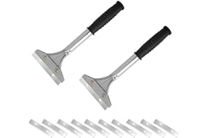 Telidif 2 Pcs Heavy Duty Wall Scraper Tool, 4 Inch Non-Slip Soft Grip Scraper, Ergonomic Design for Effortless Removal of Wallpaper and Stubborn Materials, Durable Steel Blade for Home Renovation