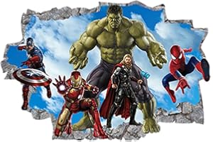 YIYAO Stickers Muraux Iron Man Stickers 3D Avengers Iron Man Autocollant Personnage Iron Man 3D Effect Autocollants Chambre Decor