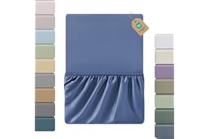 ‎SOULFUL SOULFUL Satin Spannbettlaken 180x200cm Baumwolle, 100% Langstapelige Baumwolle Bettlaken Spannbettlaken bis 25cm Matratzenhöhe für Allergiker Geeignet, Oeko-Tex Zertifiziert-Dunkelblau