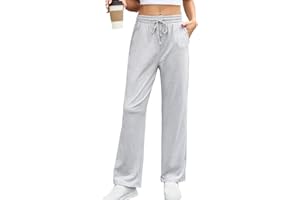 heekpek Pantalon de Jogging en Coton pour Femmes Pantalon de Détente pour Femmes Pantalon de Survêtement Droit à Jambes Larges Pantalon de Sport Pantalon de Yoga Léger avec Poches