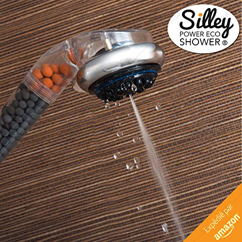 [Neue 2017] silley® Power Eco Shower Original & # x2605; Duschkopf mit Kügelchen für Erfassen die Elektronen – 7 Strahlarten: Standard/Turbo/SPA/Soft/Normal/Massage/Spray + Stop – Funktion Handbrause Universal-Qualität Einfache Installation – Duschkopf Economy – Box ideal Geschenk - 7