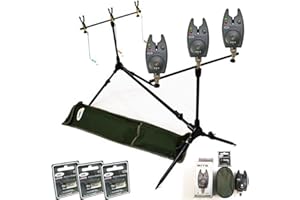 NGT Carp Fishing Rod Pod With Swingers 3 Bite Alarms + Batteries