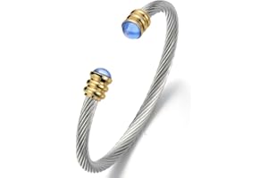COOLSTEELANDBEYOND Elástica Ajustable Clásico, Pulsera de Hombre, Brazalete de Acero Inoxidable, Cable de Acero
