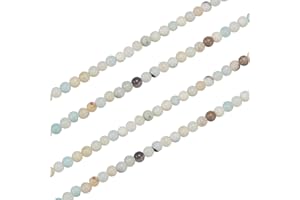 ‎NBEADS nbeads 2 Stränge Ca. 170 Stück Naturblumen Amazonit Perlen, 4 mm Runde Lose Perlen Facettierte Edelstein Perlen stränge Für DIY Armband Halsketten Schmuckherstellung