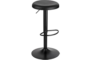 Baroni Home Sgabello Girevole Senza Schienale, Altezza Regolabile, in PP Seat e in Acciaio, Per Sala da Pranzo, Cucina, Bar, Leggero e Montaggio Facile, 39x36x55-76 cm, Nero, 1 Pezzo