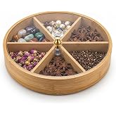 Deconox 30 cm Bambu B&ouml;lmeli Sunumluk - Kristal Kulplu Kırılmaz Şeffaf Kapaklı &Ccedil;erezlik, Kahvaltılık ve Draje Tabağı