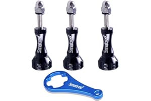 Smatree® aluminiowa długa śruba 3 szt. (czarna) i klucz (niebieski) do GoPro Session, Hero 11/10/9/8/7/6/5/4/3/2/1 - czarna